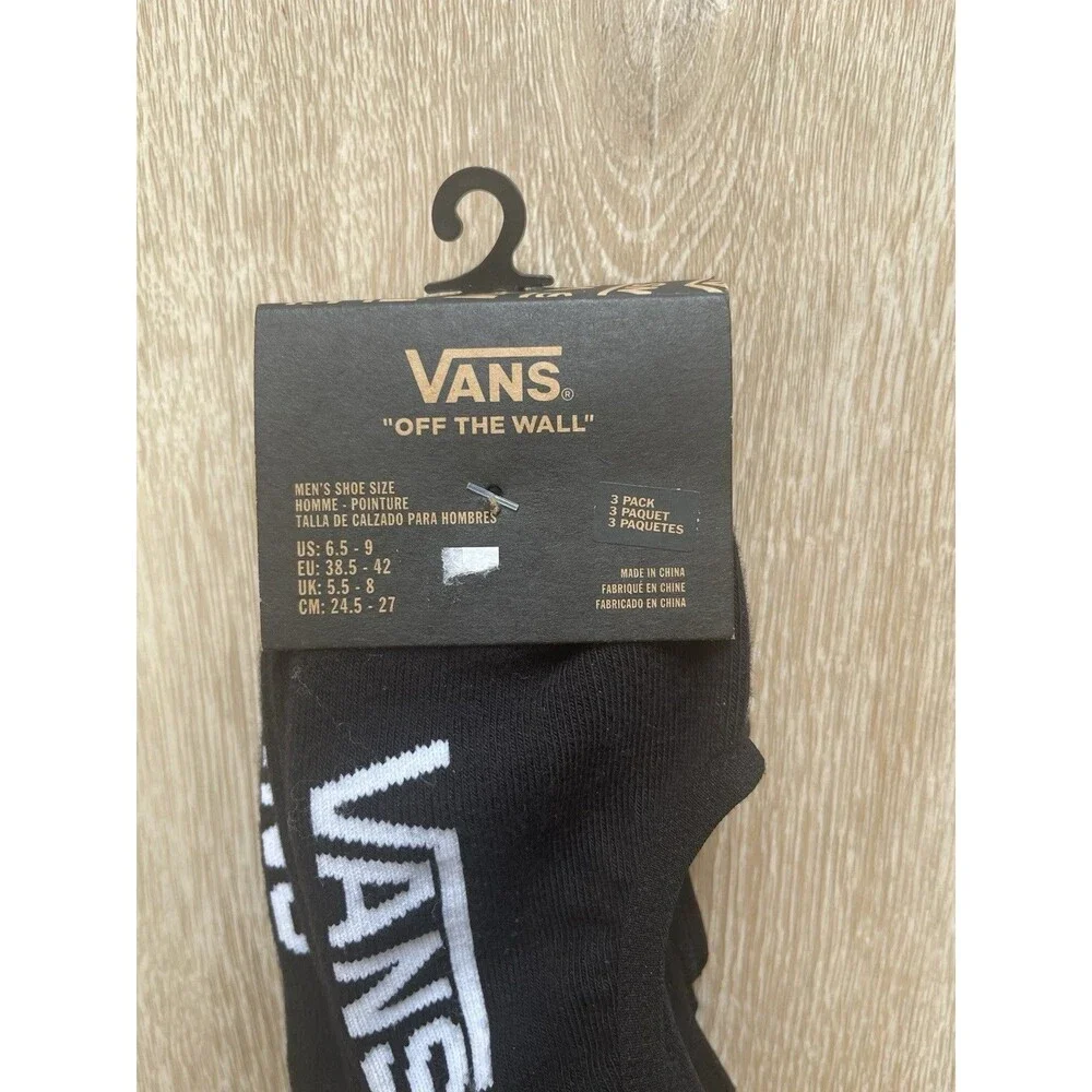 3-pack of black Vans Classic Super No Show Socks. Men’s 6.5-9